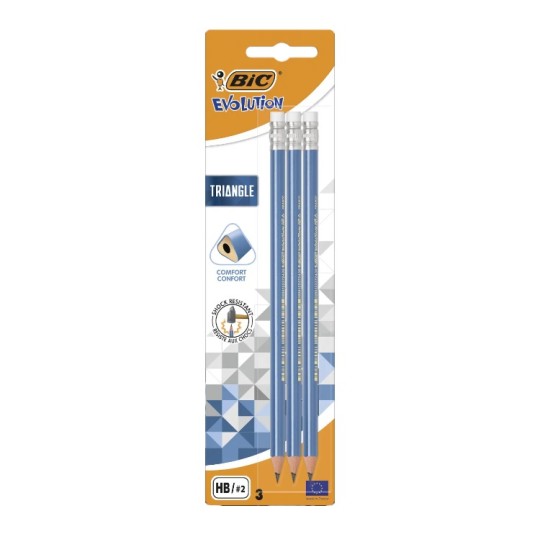 Карандаш чернографитовый Bic Evolution Triangle с ластиком 3 штуки (bc964848)
