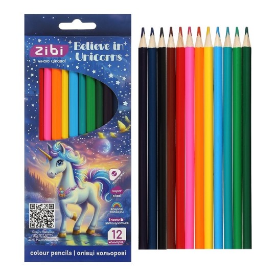 Олівці кольорові ZiBi Kids Line Unicorn 12 кольорів (ZB.2454)