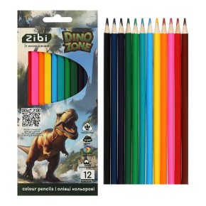 Олівці кольорові ZiBi Kids Line Dino 12 кольорів (ZB.2455)