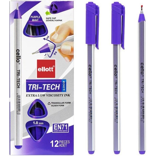 Ручка масляная Ellot Tri-Tech фиолетовая CL1003-12