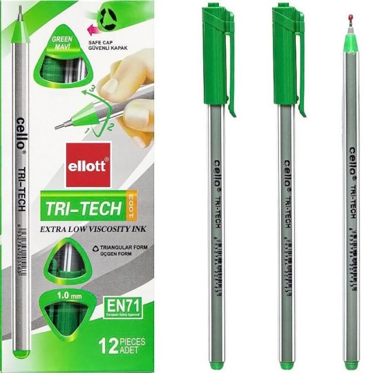 Ручка масляна Ellot Tri-Tech зелена CL1003-12