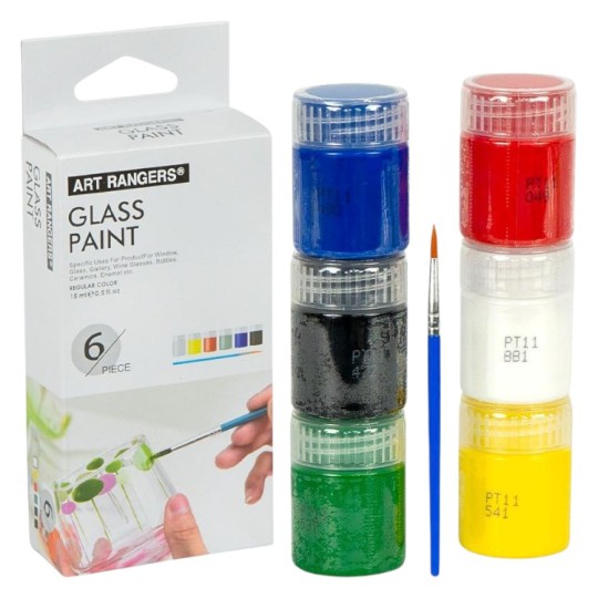 Краски Art Ranger Glass для стекла 15 мл 6 цветов с кистью (A06015-2)