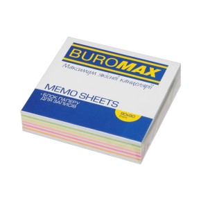 Блок паперу для нотаток Buromax Веселка Neon 90х90 мм склеєний (BM.2240)