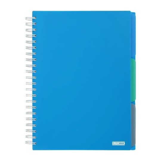 Тетрадь на пружине Buromax Bright А4 120 листов 3 разделителя клетка синий (BM.24345912-02)