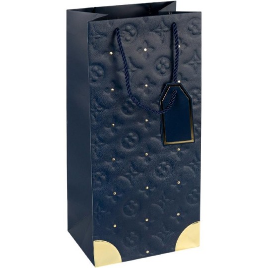 Пакет подарочный Бутылка DARK BLUE 38х18х13 см HL-1893