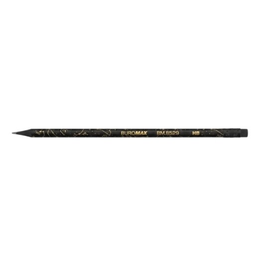 Олівець графітовий Buromax HB Black Zodiac з гумкою (BM.8529)