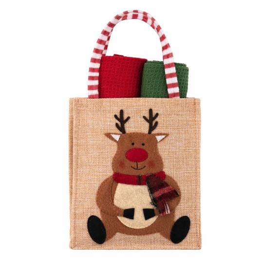 Подарочный набор полотенец Ardesto Christmas Deer 38х63 см 2 штуки в мешочке (ART3863HDB)