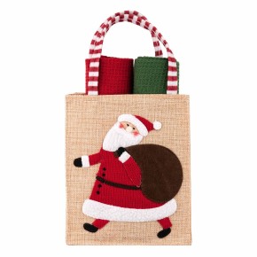 Подарунковий набір рушничків Ardesto Christmas Santa 38х63 см 2 штуки в мішечку (ART3863HSB)