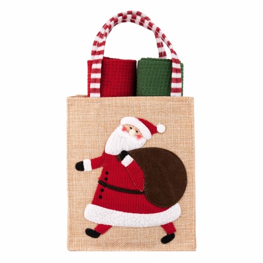Подарочный набор полотенец Ardesto Christmas Santa 38х63 см 2 штуки в мешочке (ART3863HSB)