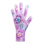 Перчатки женские синтетические фиолетовые с полиуретановым покрытием цветной принт 69094 "б"