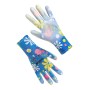 Перчатки женские синтетические синие с полиуретановым покрытием цветной принт 69179 "б"