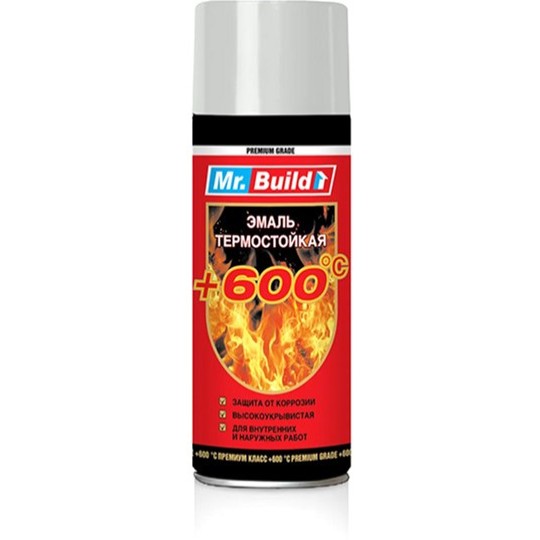 Спрей краска Mr.Build белая матовая термостойкая, 400 мл