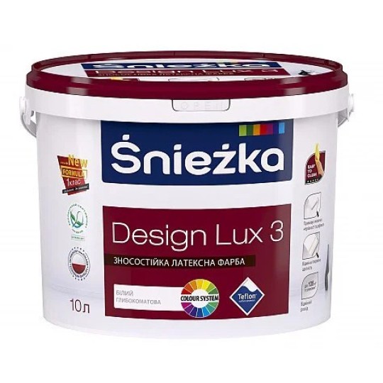 Водоэмульсионная краска Sniezka Дизайн Люкс 3 белый 3 л/4 кг