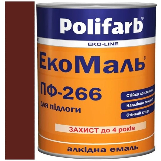 Емаль Polifarb ExtraMal ПФ-266 червоно-коричневий 2,7 кг