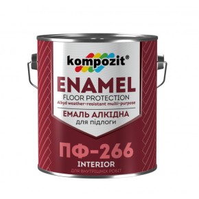Эмаль алкидная Kompozit ПФ-266 красно-коричневая 2.8 кг