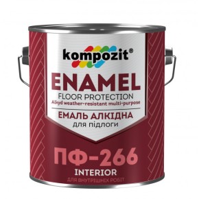 Эмаль алкидная Kompozit ПФ-266 красно-коричневая 0.9 кг
