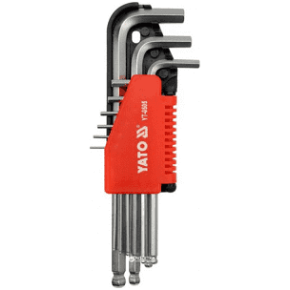 Ключі 6-гранні Г-подібні з кульовим наконечником YATO : Cr-V, М 1.5-10 мм, 9 шт. (YT-0505)