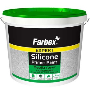 Краска-грунт силиконовая с кварцевым наполнителем, белая матовая, ТМ Farbex -7 кг