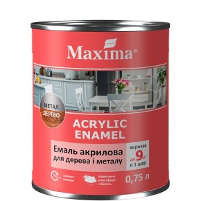 Емаль акрилова Maxima для дерева та металу Кава з молоком шовковисто-матова 0.75 л