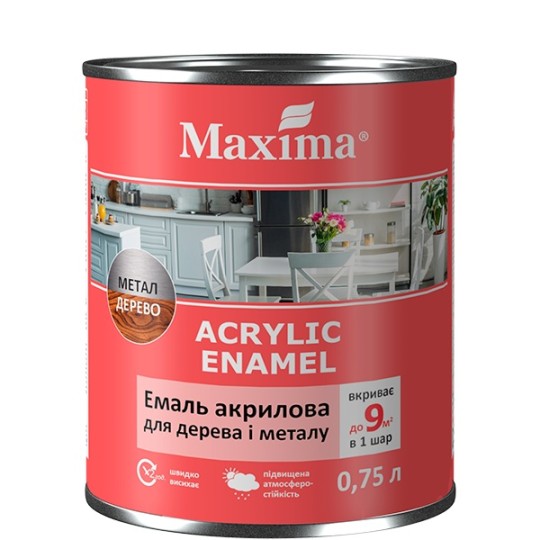 Емаль акрилова Maxima для дерева та металу Лайм шовковисто-матова 0.75 л
