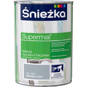 Эмаль масляно-фталевая Sniezka Supermal RAL 7001 стальной глянцевый 0.8 л