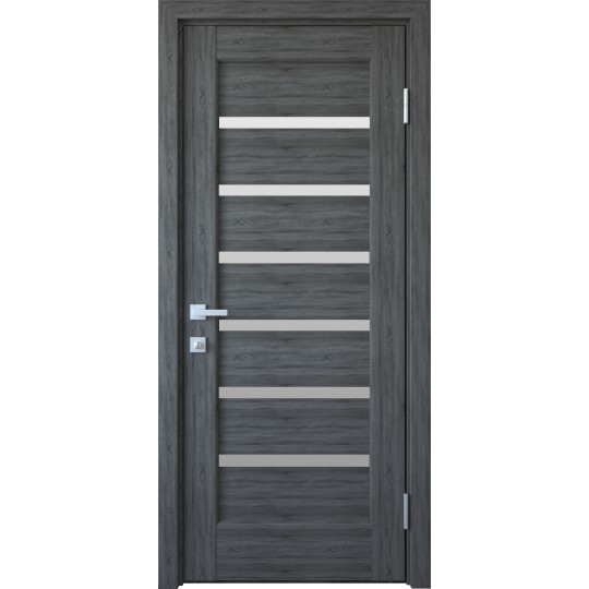 Дверное полотно ПВХ Делюкс "Линнея" 600 grey new +стекло (156133)
