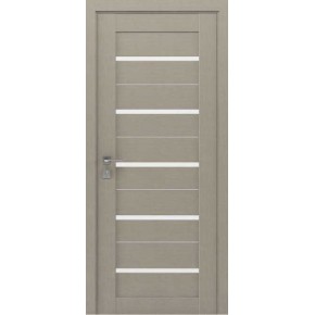 Дверное полотно Modern Lazio полустекло, крем, молдинг алюминий, 800/2000/44, сатин без рисунка, под замок