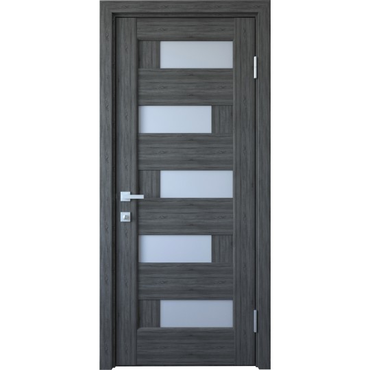 Дверное полотно ПВХ Делюкс "Пиана" 600 grey new + стекло (156153)