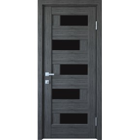 Дверное полотно ПВХ Делюкс "Пиана" 600 grey new + стекло BLK (156154)