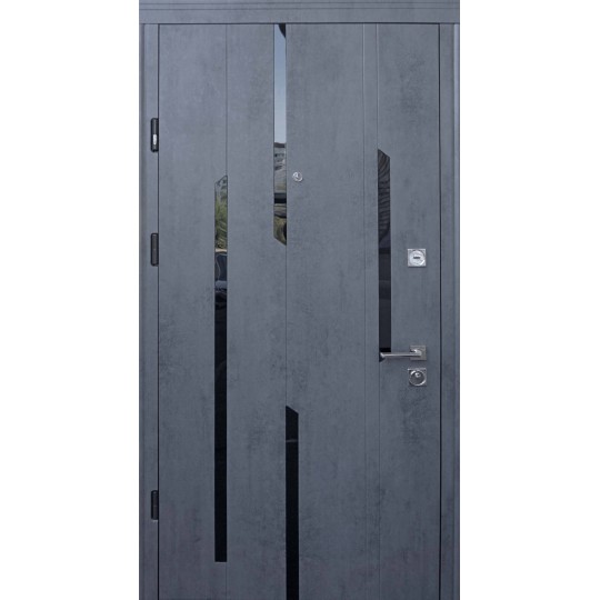 Двері Стандарт Lux Mirage 850 праві, темний бетон / сірий бетон + Flash (чорна)
