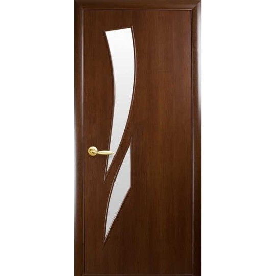 Дверное полотно Новый стиль Камея 80 см Орех premium + стекло (39716)