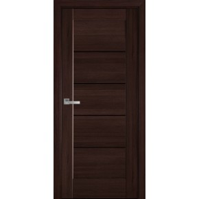 Дверное полотно Новый стиль Мира 90 см Каштан + стекло BLK (2150) (57829)