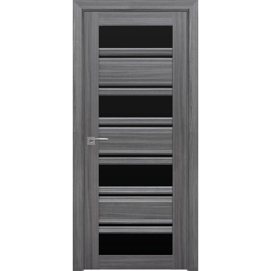 Дверное полотно Новый стиль Венеция С2 90 см Жемчужина графит + стекло BLK (128548)