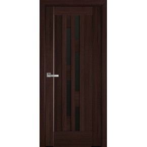 Дверное полотно левое Новый стиль Лаура 90 см Каштан + стекло BLK (151589)