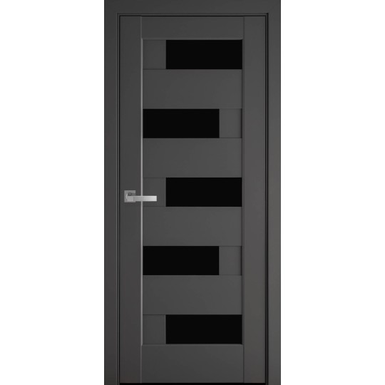Дверное полотно левое Новый стиль Пиана 60 см Антрацит + стекло BLK (171453)