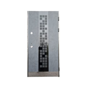 Двери Форт-М Трио Сити 960 правые Улица бетон антрацит/белая + нержавеющий порог