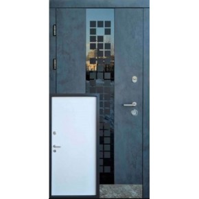 Дверь левая Форт-М Трио Сити 960 Улица бетон антрацит/белая + нержавеющий порог