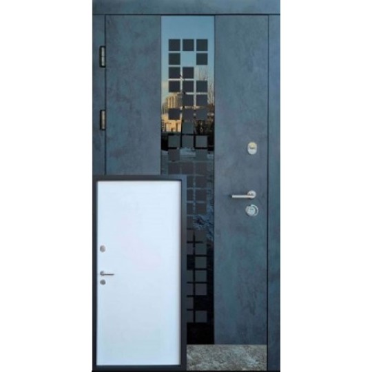 Двері ліві Форт-М Тріо Сіті 960 Вулиця бетон антрацит/біла + нержавіючий порог