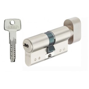 Цилиндр ABUS плоский ключ KD15, ключ-вороток, 40/30, никель матовый