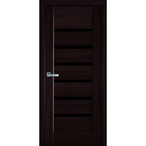 Дверное полотно ПВХ Делюкс "Линнея" 70 каштан + стекло BLK (35066)
