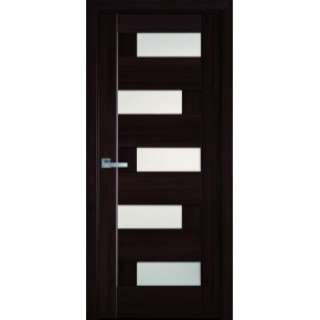 Дверное полотно ПВХ "Пиана" 60 каштан + стекло (29618)