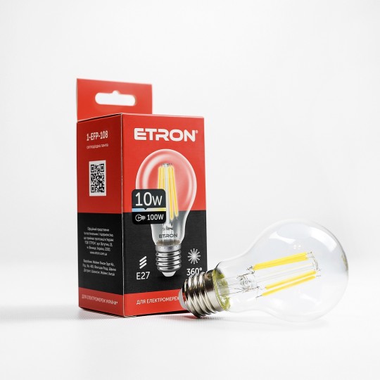 Лампа світлодіодна ETRON Filament Power A60 10W 4200K E27 (1-EFP-108)