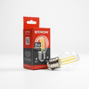 Лампа світлодіодна ETRON Filament Power 1-EFP-141 G45 E27 8W 3000K прозоре скло