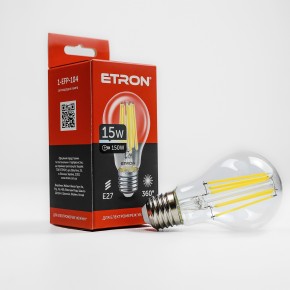 Лампа світлодіодна ETRON Filament Power 1-EFP-104 A60 15W 4200K E27 прозоре скло USD