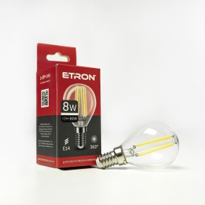 Лампа світлодіодна ETRON Filament Power 1-EFP-144 G45 E14 8W 4200K прозоре скло USD