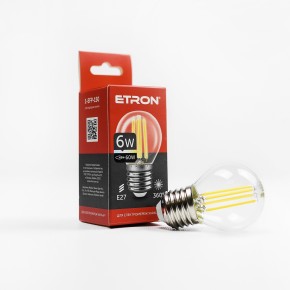 Лампа светодиодная ETRON Filament Power 1-EFP-150 G45 E27 6W 4200K прозрачное стекло USD