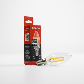 Лампа светодиодная ETRON Filament Power 1-EFP-126 С37 E14 6W 4200К прозрачное стекло