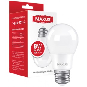Лампа світлодіодна MAXUS 1-LED-773 A55 8W 3000K 220V E27 (1-LED-773)