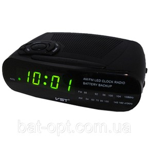 Часы сетевые VST-906-2, зеленые, радио FM, 220V