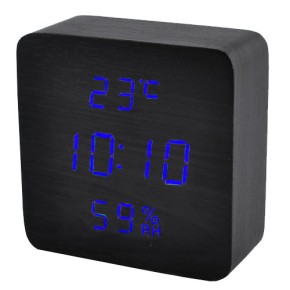 Часы сетевые VST-878S-5, синие, температура, влажность, USB